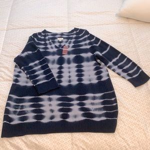 Avenue Tye Dyed Rib-knit V-neck Sweater 3/4 sleeve